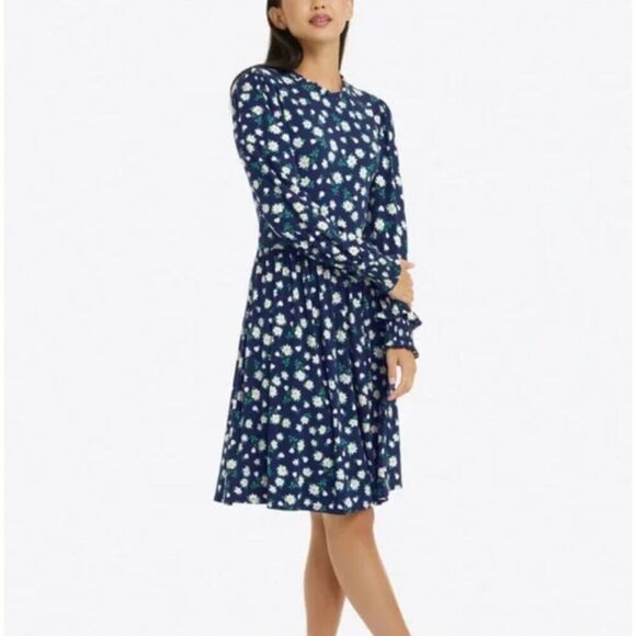 Draper James Kitty Dress in Magnolia Blue with White Floral Print Size Large - Picture 1 of 12